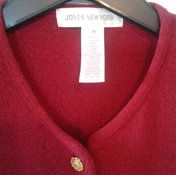 Gold Button Up Sweater Jones New York Jacket Cardigan Size Medium wool blend - Picture 5 of 5